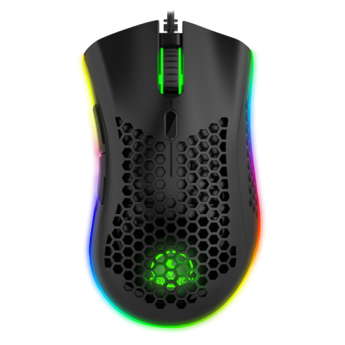 Ультралегкая игровая мышь JETACCESS PANTEON MS77 черная(7200dpi, 6 кнопок, LED,75г,кабель 1.8м,USB)